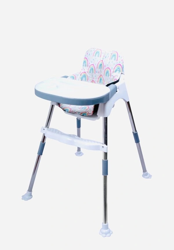 My Giraffee 3-in-1 Convertible Baby High Chair with Safety Belt Double Tray, Footrest & Waterproof Seat | 2-Height Positions, Stainless Steel Frame-Blue - Blue