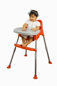 3-in-1 Convertible Baby High Chair with Tray & Footrest Lightweight Feeding Chair & Toddler Seat, Easy-Clean DesignRed - Red