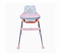 My Giraffee 3-in-1 Convertible Baby High Chair with Safety Belt Double Tray, Footrest & Waterproof Seat | 2-Height Positions, Stainless Steel Frame-Pink - Pink
