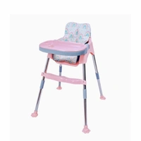 My Giraffee 3-in-1 Convertible Baby High Chair with Safety Belt Double Tray, Footrest & Waterproof Seat | 2-Height Positions, Stainless Steel Frame-Pink - Pink