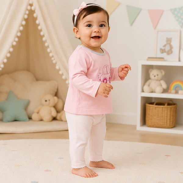Baby Girls Top & Leggings Set 007-0 - 0-6 Months