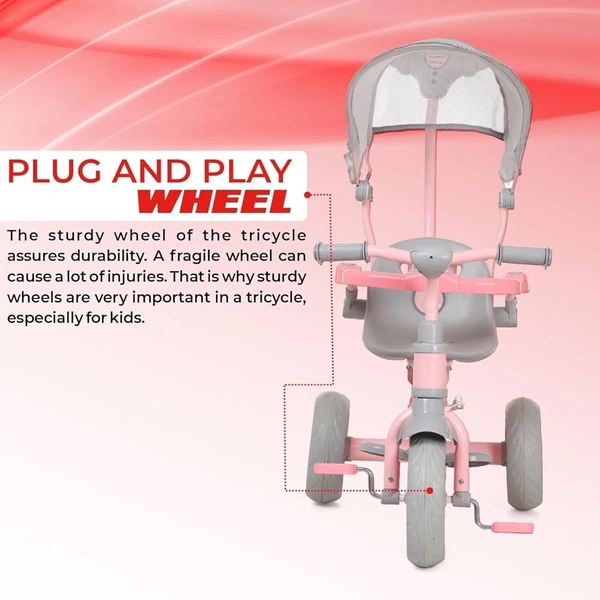 Dash TOYSPHERE Nexa With Eva Wheels Kids/Baby Tricycle, Cycle For Kids, Tricycle For Kids For 1.5 To 5 Years, Baby Cycle With Canopy And Harness
