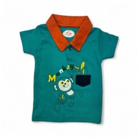Green “Monkey Fun” Polo Baby T-Shirt - 0-6 Months