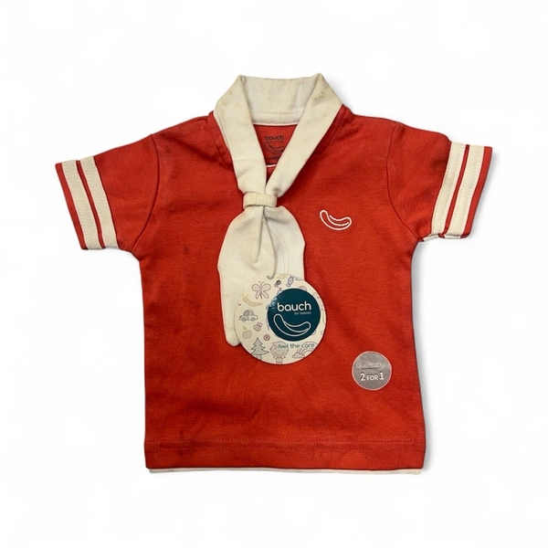 Stylish Striped Ringer T-Shirt with Neckerchief Collar - 0-6 Months