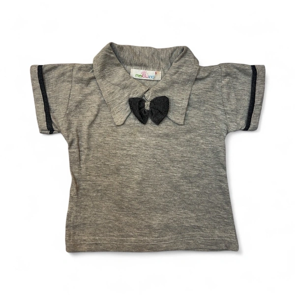Melobaby Little Gent Heather Grey Polo with Bow Tie - 0-6 Months