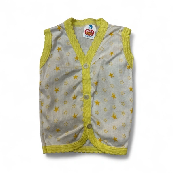 Yellow Trim & Star Snap-Front Sleeveless Top - 0-6 Months