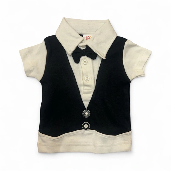 Black and Cream Tuxedo Look T-Shirt - 0-6 Months