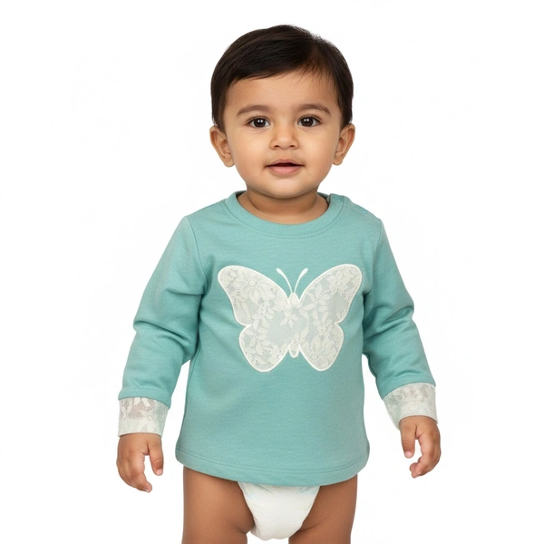 Blooberia Burgundy Lace Butterfly Sweatshirt - 0-6 Months