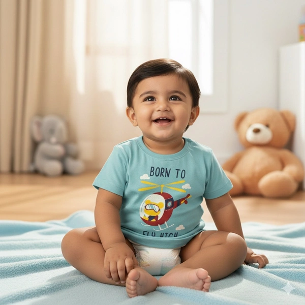 Born to Fly High" Helicopter T-Shirt - 0-6 Months