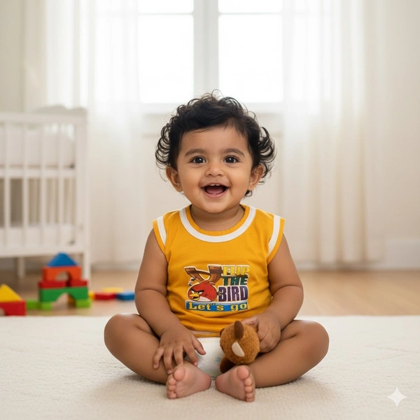 Angry Birds 'Flip the Bird' Character Print Child's Sleeveless Vest (Golden Yellow) - 6-12 Months