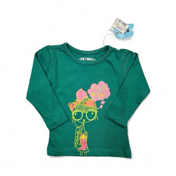 FRIENDZ Brand 'Style Queen' Graphic Long-Sleeve T-Shirt (Emerald Green) - 6-12 Months