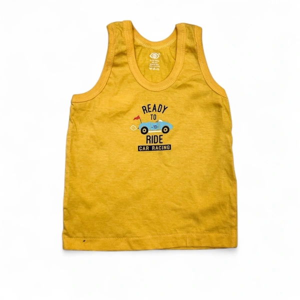 'Ready to Ride' Car Racing Graphic Child's Vest / Tank Top (Mustard Yellow) - 6-12 Months