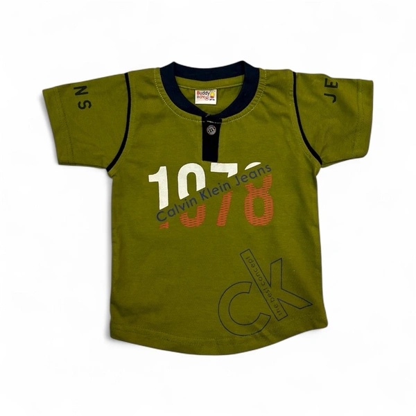 '1978' Slogan Graphic T-Shirt with Contrast Trim (Olive Green) - 6-12 Months