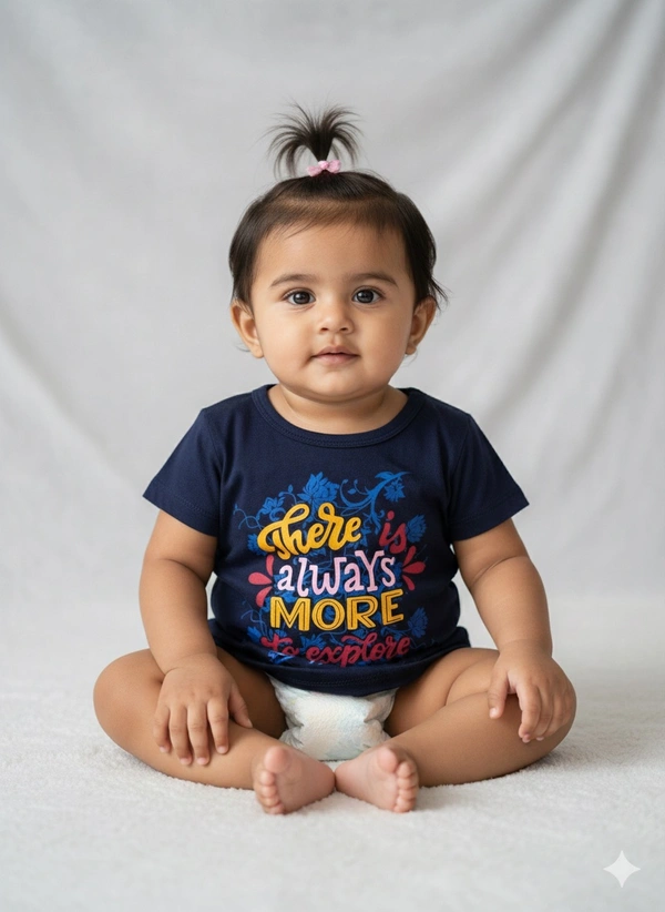 Deep Navy "Always More to Explore" Cotton Tee - 6-12 Months