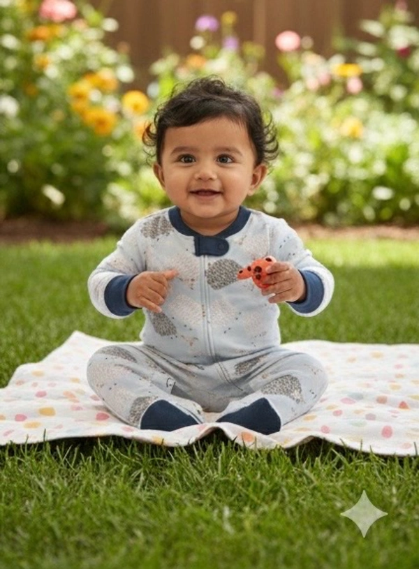 Surplus Baby Organic Cotton Ribbed Romper 040 for Newborns (0–3M | 3–6M | 6–9M | 9–12M)