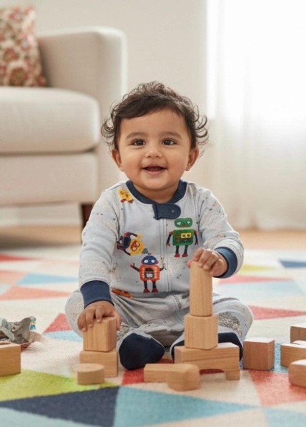 Surplus Baby Organic Cotton Ribbed Romper 039 for Newborns (0–3M | 3–6M | 6–9M | 9–12M)