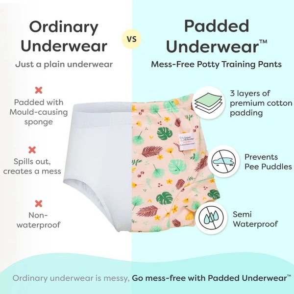 superbottoms Padded Underwear for Potty Training & Mess-Free Diaper-Free time | Prevents Pee Puddles | 3 Layers of Premium Cotton Padding (No Sponge) | Pull-up Style Potty Trainers (Pack of 3) unisex - Size: 3 (3-4 Years), Pack of 3