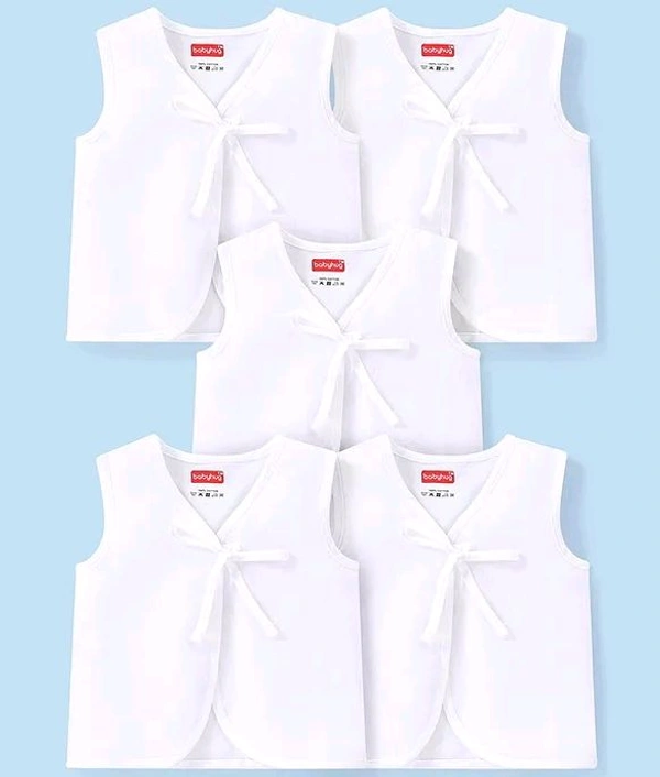 Sleeveless Front Tie Knot Jhablas With White Color - newborn, 1 pcs