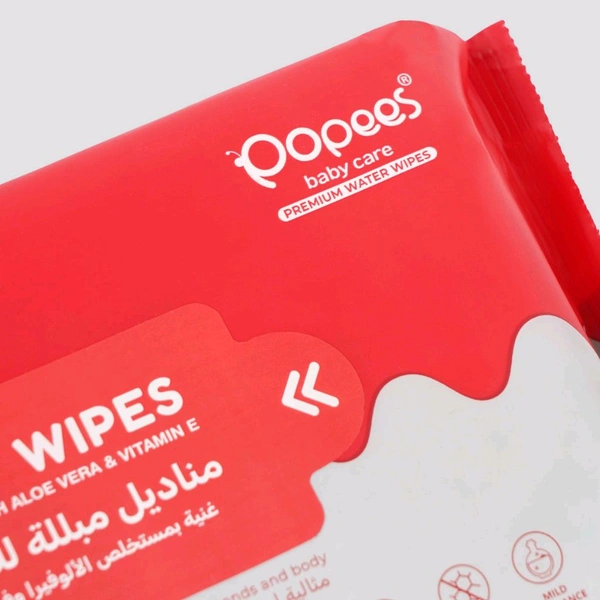 Popees Anti-bacterial Vitamin E & Aloe Vera Baby Wet Wipes-70 PCS