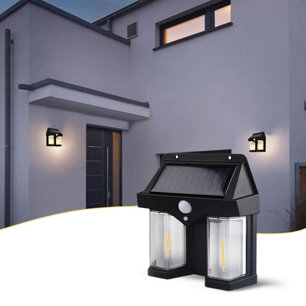 OUTDOOR SOLAR WALL LAMP OUTDOOR WATERPROOF HIGH QUALITY LAMP INDUCTION GARDEN LAMP GARDEN VILLA NIGHT LAMP DOUBLE LAMP LIGHT (1 PC)