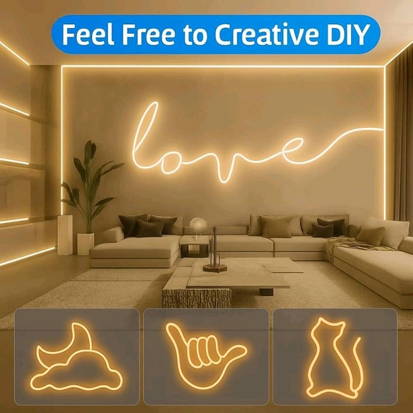 Evaronn 5 Mtr Neon LED Strip Light with 12V Adapter | Cuttable Flexible Waterproof Rope Light for Wall Decor,Indoor & Outdoor Decoration