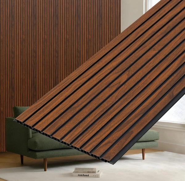 PVC Wall Panel/Louvers Panel for Wall/3d Wall Panel for Interior Walls Décor/Eco-Friendly Fluted Panel for Wall - Pack of 5 (Teak Brown - 8 Feet x 1 Feet)
