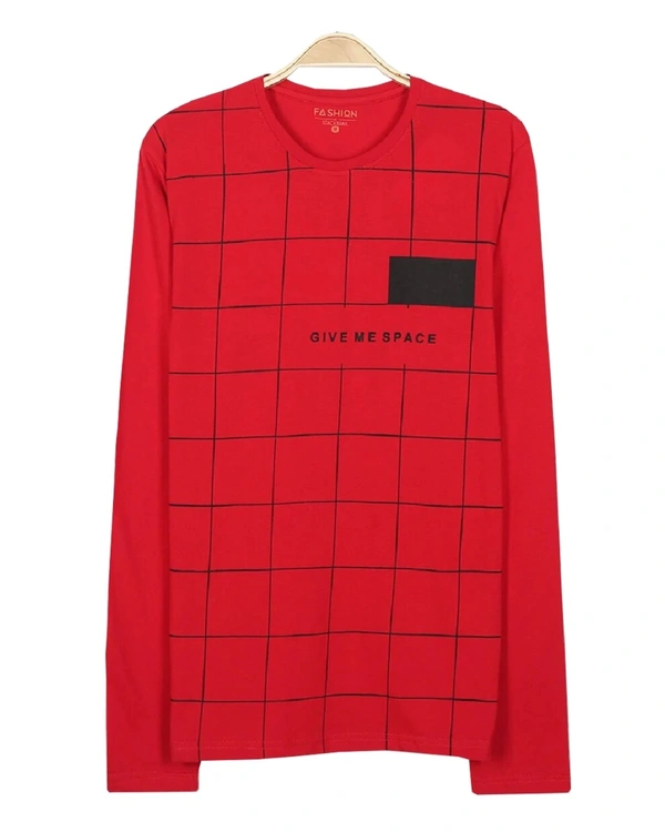 Cotton Rich Round Neck Printed T-shirt Men-Give Me Space - XL, Red