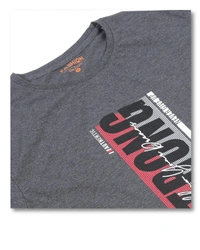 Cotton Rich Round Neck Graphic Print T-Shirt For Mens - STRONG - M, Anthra Melange