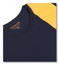 Cotton Rich Round Neck Placement printed T-Shirt Men-ORIGINAL - M, Navy