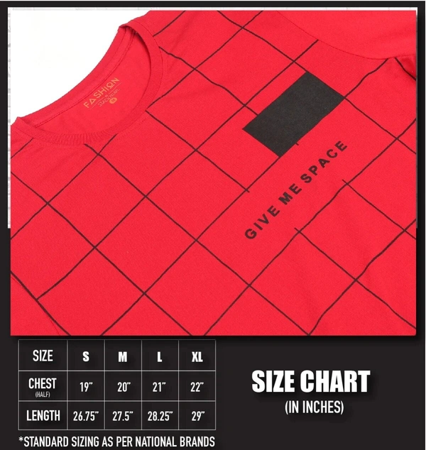 Cotton Rich Round Neck Printed T-shirt Men-Give Me Space - XL, Red
