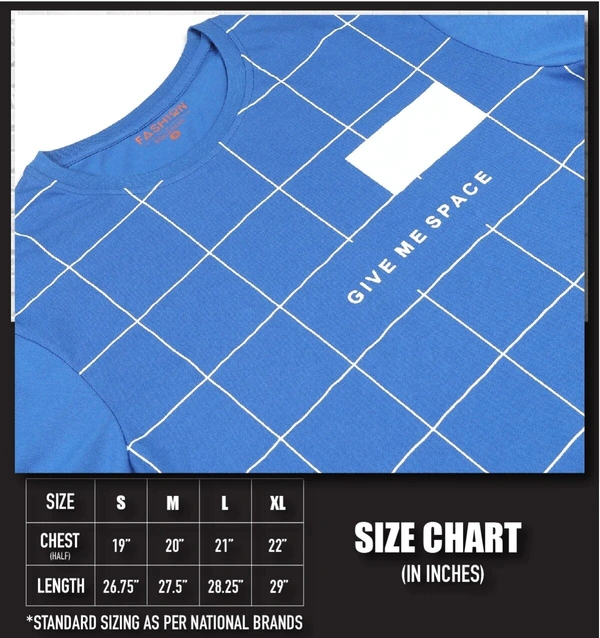 Cotton Rich Round Neck Printed T-shirt Men-Give Me Space - XL, Blue