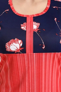 Top and Dhoti Style Bottom Night Suit/Nighty/Nightdress/Night Gown for Women and Girls - L, Red