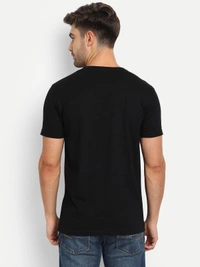 Cotton Round Neck Graphic Print T-Shirt for Men-Moustache - L, Black