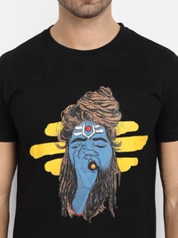 Cotton Half Sleeves Graphic Print T-Shirt for Mens Black-Smoker - L, Black