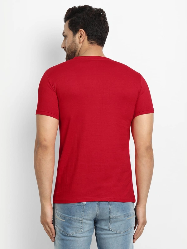 Cotton Half Sleeves Graphic Print T-Shirt for Mens-Karma - L, Red