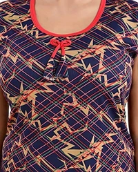 Sarina Half Sleeves All Over Print Top And Maxi Dhoti Style Bottom Night Suit For Women-LINING - XL, Red