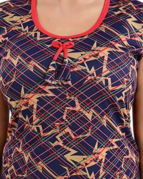 Sarina Half Sleeves All Over Print Top And Maxi Dhoti Style Bottom Night Suit For Women-LINING - XL, Red