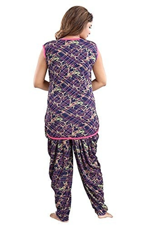 Sarina Half Sleeves All Over Print Top And Maxi Dhoti Style Bottom Night Suit For Women-LINING - L, Pink