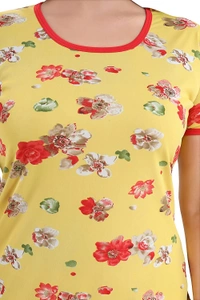 Sarina Half Sleeves Top And Dhoti Style Bottom Night Suit/Nighty/Nightdress/Night Gown For Women-FLOWER - XL, Yellow