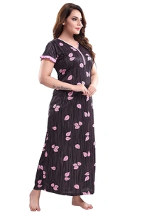 Sarina V Neck Floral Print Night Gown For Women - XL, LIGHT PINK