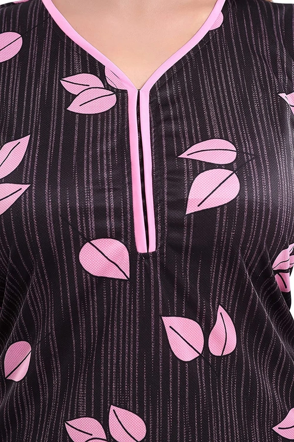 Sarina V Neck Floral Print Night Gown For Women - XL, LIGHT PINK