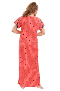 Sarina V Neck Floral Print Nighty / Nightgown With 13" Long Zip Multipurpose Feeding/ Maternity/Nursing Nighty - XL, Orange