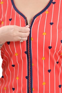 Sarina V Neck Floral Print Nighty / Nightgown With 13" Long Zip Multipurpose Feeding/ Maternity/Nursing Nighty - XL, Orange