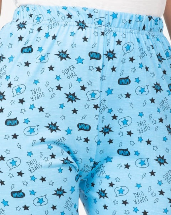 Nightwear/Casual Printed Pajama For Women - S, Light Blue