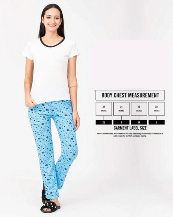 Nightwear/Casual Printed Pajama For Women - S, Light Blue