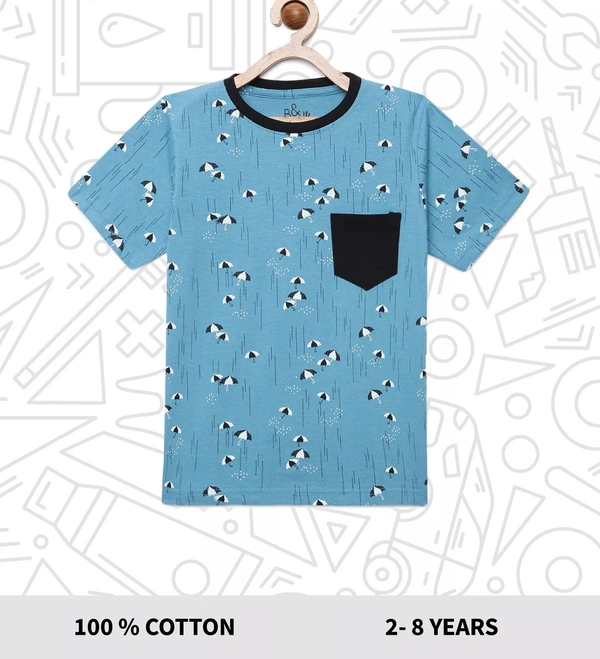 100% Cotton Half Sleeves Graphic Print T-Shirts for Boys - 4-5 Years(24), Multicolor