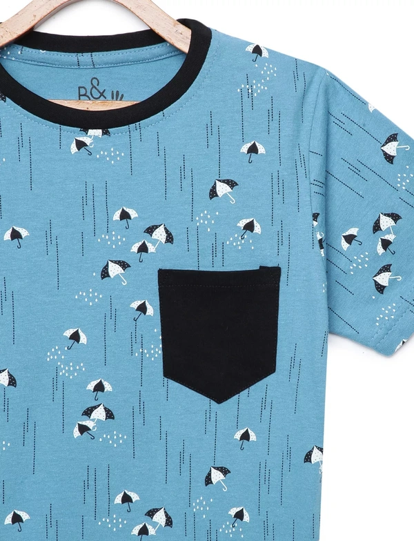 100% Cotton Half Sleeves Graphic Print T-Shirts for Boys - 4-5 Years(24), Multicolor