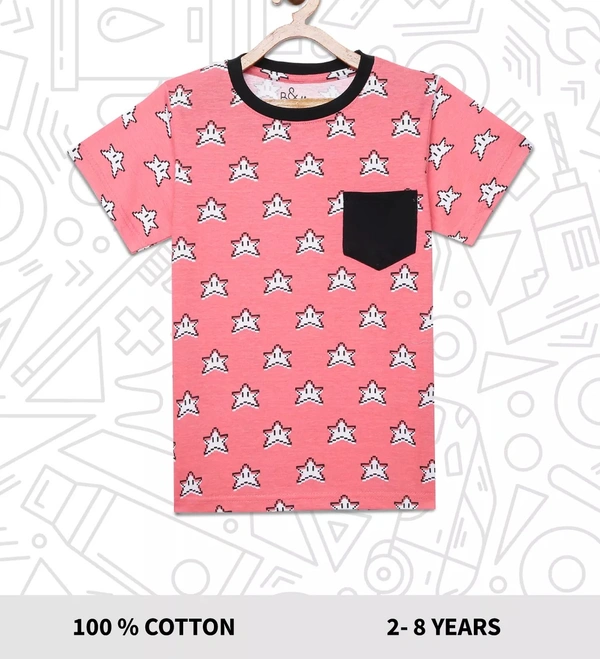 100% Cotton Half Sleeves Graphic Print T-Shirts for Boys - 4-5 Years(24), Multicolor