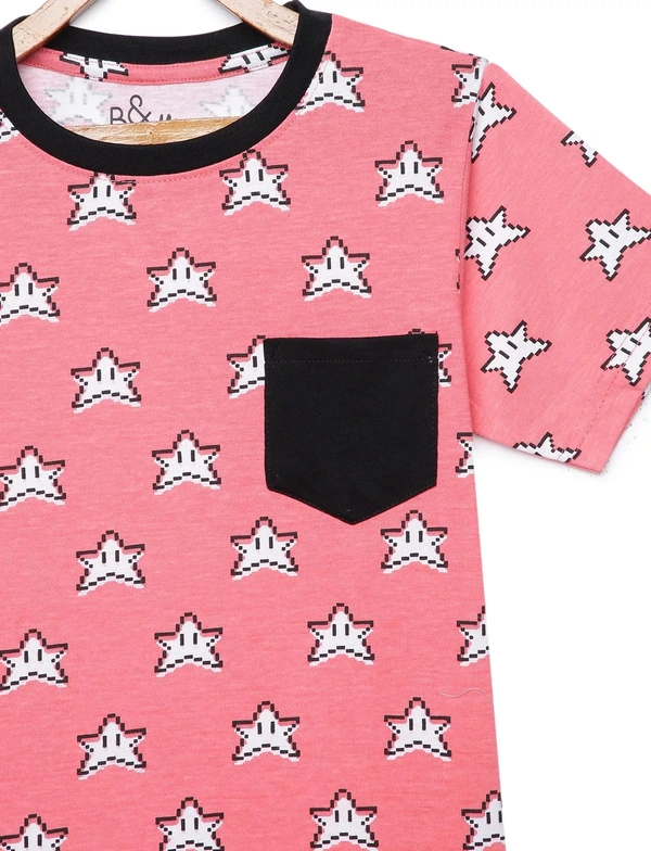 100% Cotton Half Sleeves Graphic Print T-Shirts for Boys - 4-5 Years(24), Multicolor