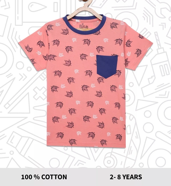 100% Cotton Half Sleeves Graphic Print T-Shirts for Boys - 4-5 Years(24), Multicolor